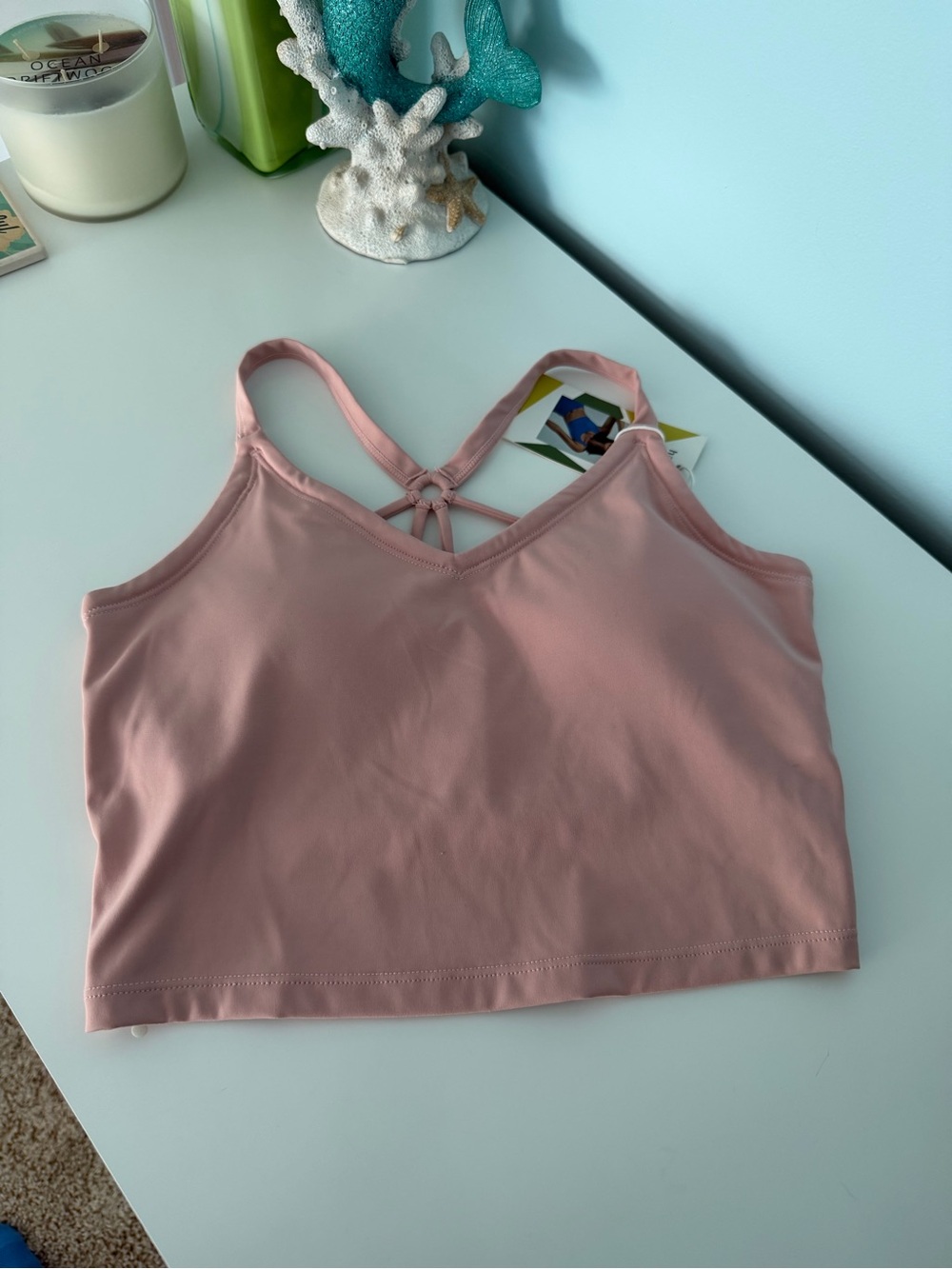 NWT Ballet Slipper Pink Strappy Crop Top